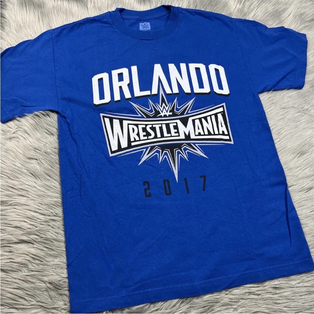 Orlando WrestleMania 2017 T-Shirt Blue Short Sleeve WWE Size M